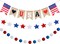 3 Pieces Independence Day Burlap Banner 4th July Felt Ball Garland Patriotic Pom Pom Garland for President Day 4th of July Independence Day Patriotic Decorations